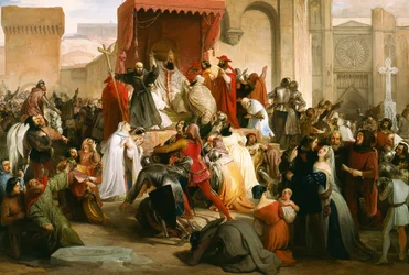 ""Dieu le veut"" : beim Konzil von Clermont (heute Clermont-Ferrand, in der Auvergne), predigt Peter der Einsiedler (Pierre l