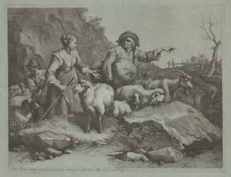 Bauer mit einem Sack und zwei Schäferinnen, nach 1765