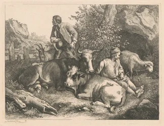 Zwei Hirten mit einer Kuh und einem Kalb, nach 1776