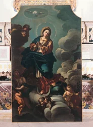 Unbefleckte Empfängnis, Gemälde auf Leinwand, zugeschrieben Francesco Solimena, Kathedrale von San Pardo, Larino, Molise, Italien