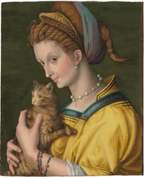 Porträt einer jungen Dame mit einer Katze