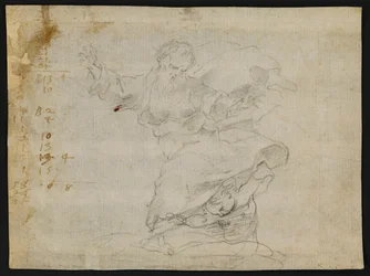 Studien für Christus, der der heiligen Katharina von Siena ein neues Herz gibt (recto); Gottvater in der Luft mit ausgestreckten Armen (verso)