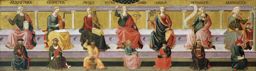 "Die sieben freien Künste" (Arithmetik, Geometrie, Musik, Astrologie, Logik, Rhetorik und Grammatik)