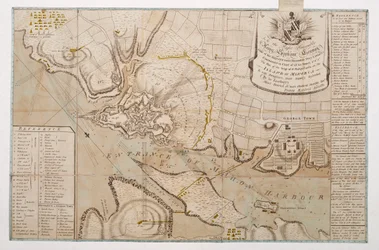Plan der Belagerung von St. Philips Castle, auf der Insel Menorca
