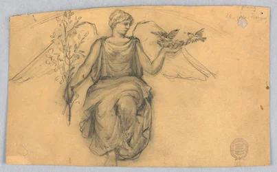 Frühling, Skizze einer geflügelten Figur