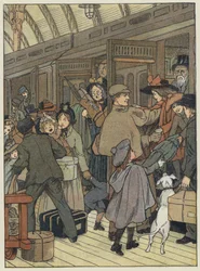 London: Der Londoner Bahnhof (Farblithografie)