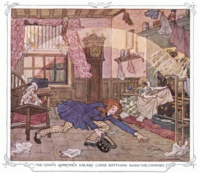 Das Gehalt der königlichen Quartiere kam durch den Schornstein herunter, aus The Magic Fishbone, veröffentlicht von Warne & Co, ca. 1940
