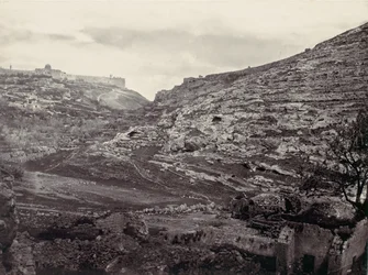 Berg Moriah, Jerusalem, vom Brunnen En Rogel, ca. 1857