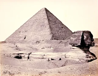 Die Große Pyramide und die Große Sphinx von Südwesten