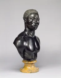 Büste eines Mannes, ca. 1758 (schwarzer Kalkstein und gelber Marmor)