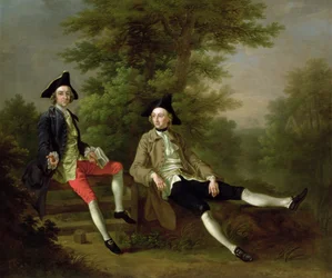 Porträt von David Garrick (1717-79) (links) und William Windham von Felbrigg (1717-61) (rechts) ca. 1745