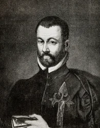 Porträt von Benito Arias Montano (1527-1598), spanischer Humanist und Theologe, basierend auf einem Gemälde von Francisco Pacheco