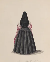Eine Frau, die die Saya von hinten betrachtet, aus einer Gruppe von Zeichnungen, ca. 1848