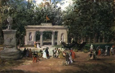 Das Tor des Botanischen Gartens in Madrid vom Prado-Museum aus