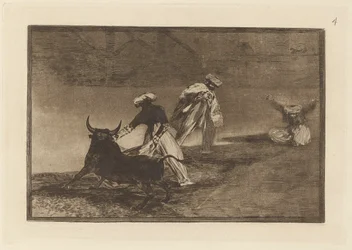 Capeau otro encerrado (Sie spielen einen anderen mit dem Umhang im Gehege), Platte 4 aus La tauromaquia