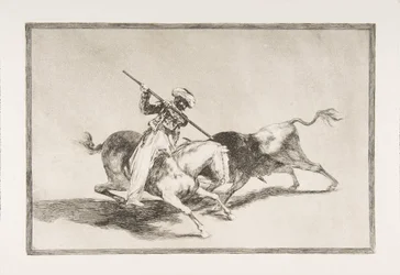 Platte 5 aus Der Tauromaquia: Der temperamentvolle Maure Gazul ist der erste, der Stiere spießt, 1816