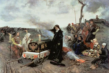 Johanna die Wahnsinnige (1479-1555) begleitet den Sarg von Philipp dem Schönen (1478-1506) zur Cartuja de Miraflores in Granada, 1877