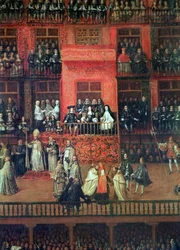 Auto de Fe auf der Plaza Mayor, Madrid, 30. Juni 1680 (Detail)