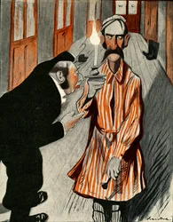 Ein mürrischer Engländer wird von einem Hotelangestellten in Frankreich bedient, 1903