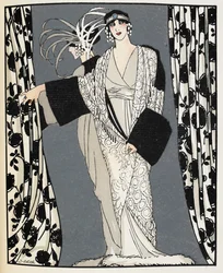 Blanc et noir. Eine Frau trägt ein 1855 von John Redfern entworfenes Kostüm, Illustration aus 