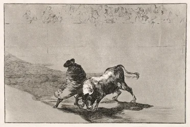 Der clevere Schüler von Falces reizt den Stier, indem er sich in seinen Umhang hüllt, 1814-16