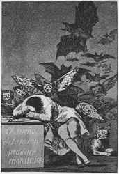 Der Schlaf der Vernunft gebiert Ungeheuer. Capricho Nr. 43, 1797-1798