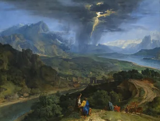 Berglandschaft mit Blitz, ca. 1675