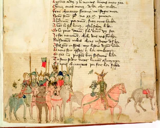 Attila der Hunne (ca. 406-453) und seine Armee zu Pferd, aus Der Krieg von Attila von Nicola da Casola