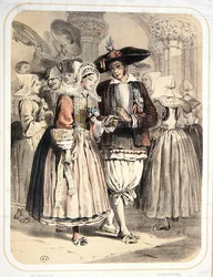 Braut und Bräutigam aus der Region Saille, Frankreich, ca. 1850