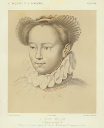 Margarete von Valois, erste Ehefrau von König Heinrich IV. von Frankreich (Chromolitho)