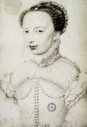 Porträt von Marguerite de Valois, bekannt als Königin Margot (1553-1615), Königin von Navarra, erste Frau von Heinrich IV. nach François Clouet