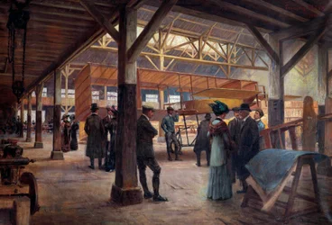 Werkstatt der Brüder Gabriel und Charles Voisin (1880-1973 und 1882-1912), Pioniere der Luftfahrt, 1908 in Boulogne Billancourt