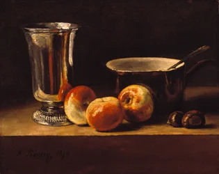 Stillleben mit Äpfeln und Silberkelch