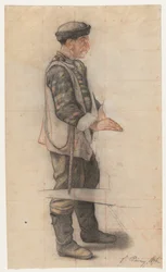 Der Tragenhelfer (Studie für "Le Couvreur tombé")
