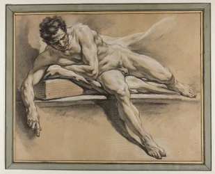 Akademische Studie eines liegenden männlichen Aktes, um 1750