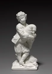 Figur des Dudelsackspielers, hergestellt von Vincennes Factory, modelliert von Pierre Blondeau, 1748-1752