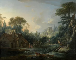 Landschaft mit Wassermühle