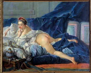Die Odaliske. Junge Frau sitzt auf einem Sofa. Gemälde von François Boucher (1703-1770) 1752 Reims, Musée des Beaux-Arts