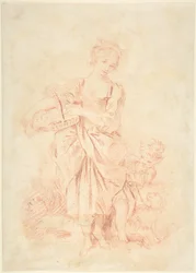Junges Mädchen mit einem Jungen und einem Hund