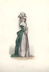 Frau im Chapeau und Redingote, Ära von Marie Antoinette