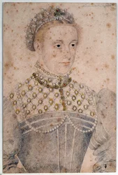 Porträt von Marie Stuart jung (1542-1587), Königin von Frankreich und Schottland. Bleistiftzeichnung von Francois Clouet (1515-1572). 16. Jahrhundert. Chantilly, Musée Condé