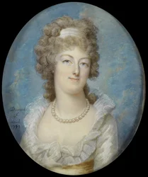 Porträt von Königin Marie Antoinette mit einer Perlenkette, 1792