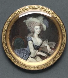 Porträt einer Frau am Cembalo, um 1788