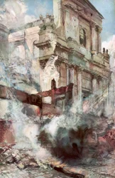 Kathedrale von Arras in Flammen, Frankreich, 6. Juli 1915, 1926