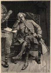 Guy Mannering - Illustration des 19. Jahrhunderts für Walter Scotts Roman „Guy Mannering oder Der Astrologe“ - Gravur nach Flameng