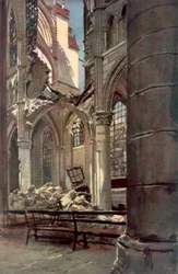 Innenraum der Ruinen der Abtei Saint Jean des Vignes, Soissons, Frankreich, 18. Mai 1915