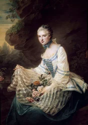 Porträt von Louise Elisabeth de Maille Karman, Marquise von Soran. Gemälde von François Hubert Drouais (1727-1775) 1757