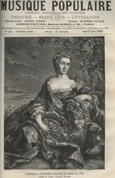 Porträt von Marie Pelissier (oder Pellissier) (1707-1749), französische Opernsängerin - Gravur nach dem Gemälde von Hubert Drouais - Gravur in „Populäre Musik“ illustriertes Wochenblatt - 1882