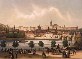 Blick auf die Kleinseite und die Prager Burg Hradschin, um 1845