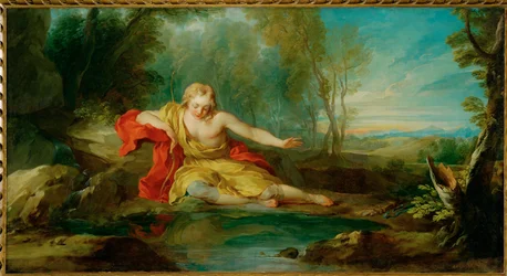 Narziss betrachtet sein Spiegelbild im Wasser